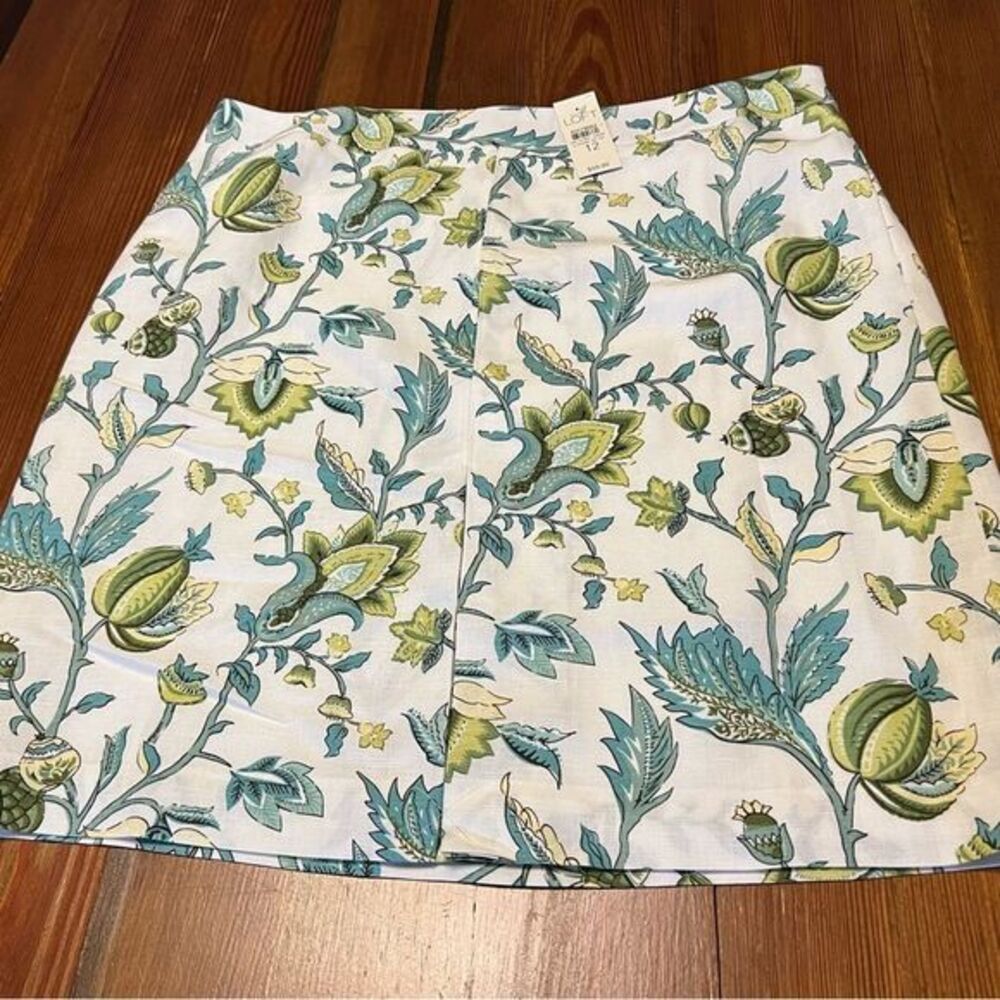 Loft Women's Linen Blend Floral Print A-line Skirt New With Tags